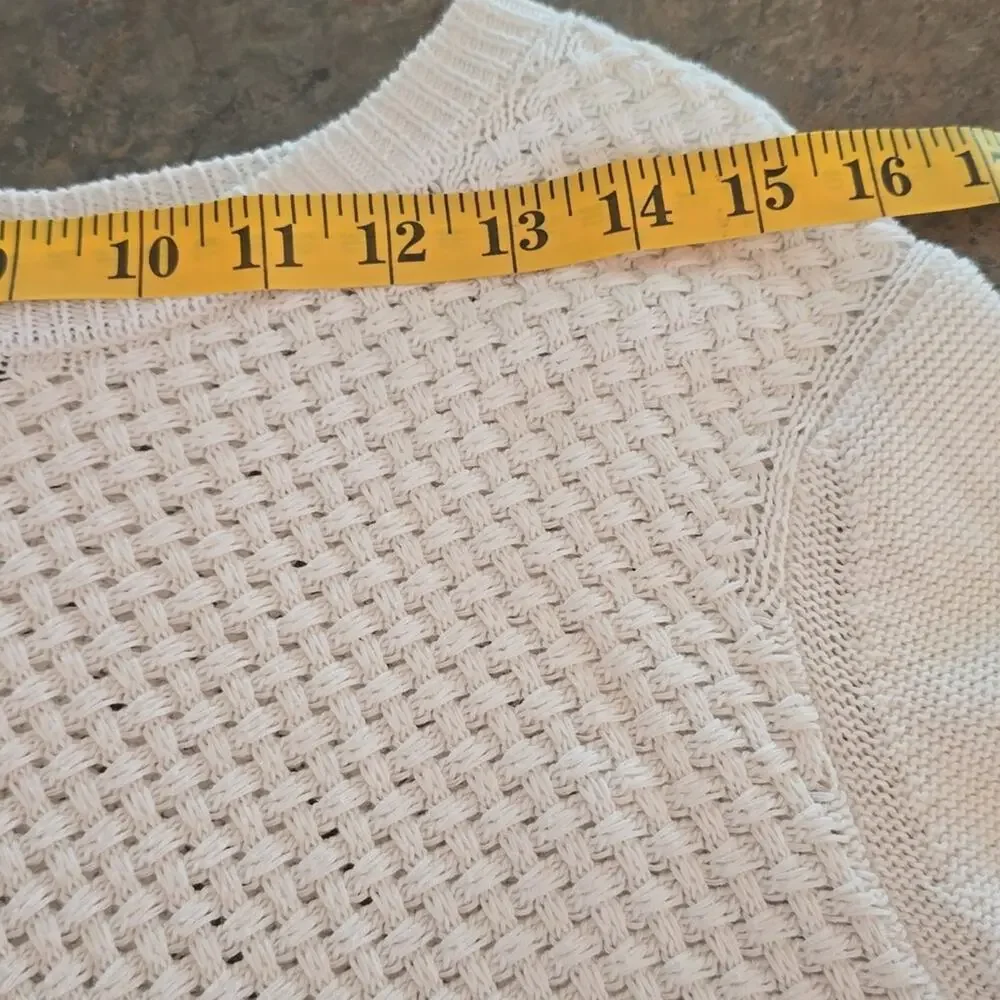 Stitch Fix Letty & Me White Knit Sweater With Suede Elbow Patches